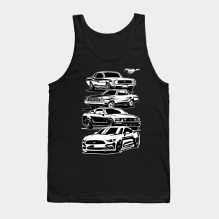 Ford Mustang first generation to latest model Eco boost 2016 illustration graphics Tank Top
